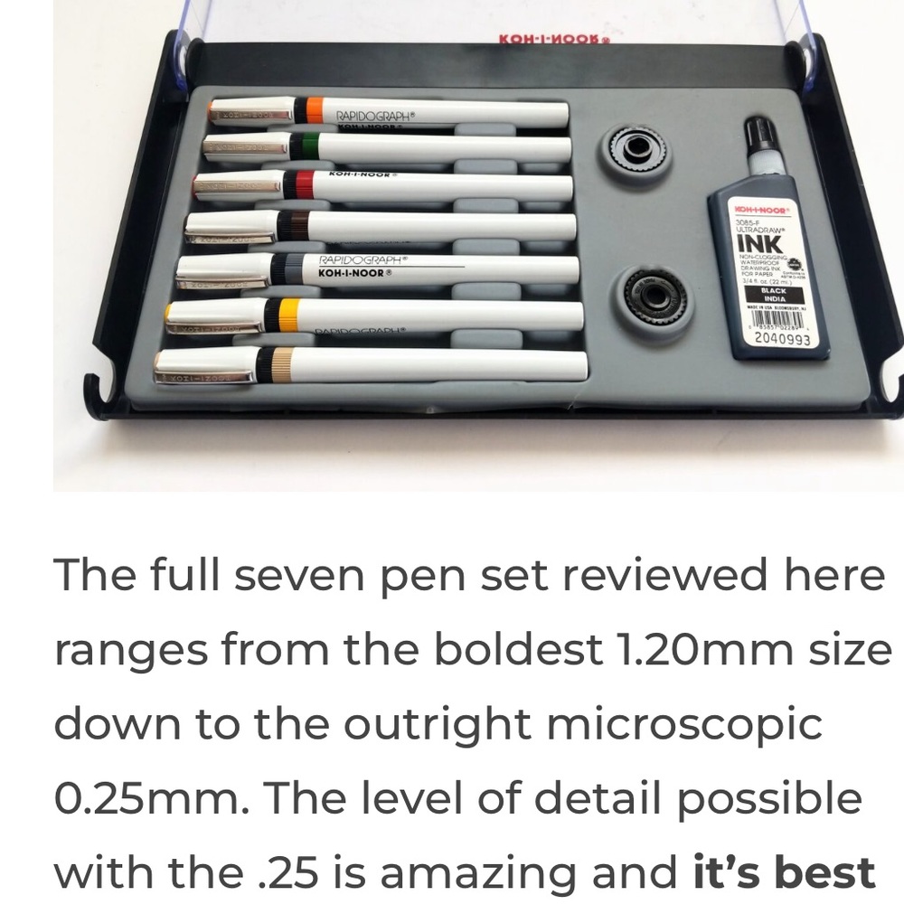 KOH-I-NOOR Radiograph Technical Pens Set 3165-SP-7 New, still shrink wrapped